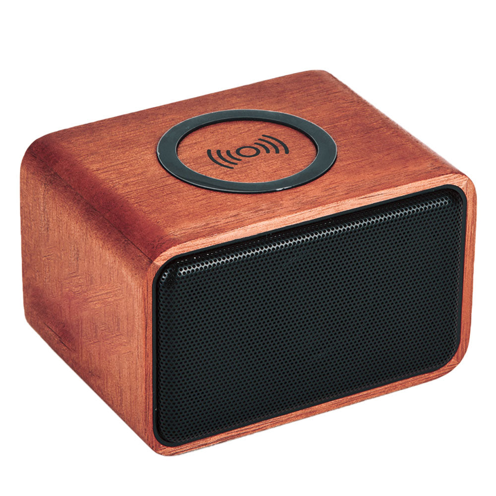 Mahogany Wood-Crafted Bluetooth Speaker & Wireless Charger